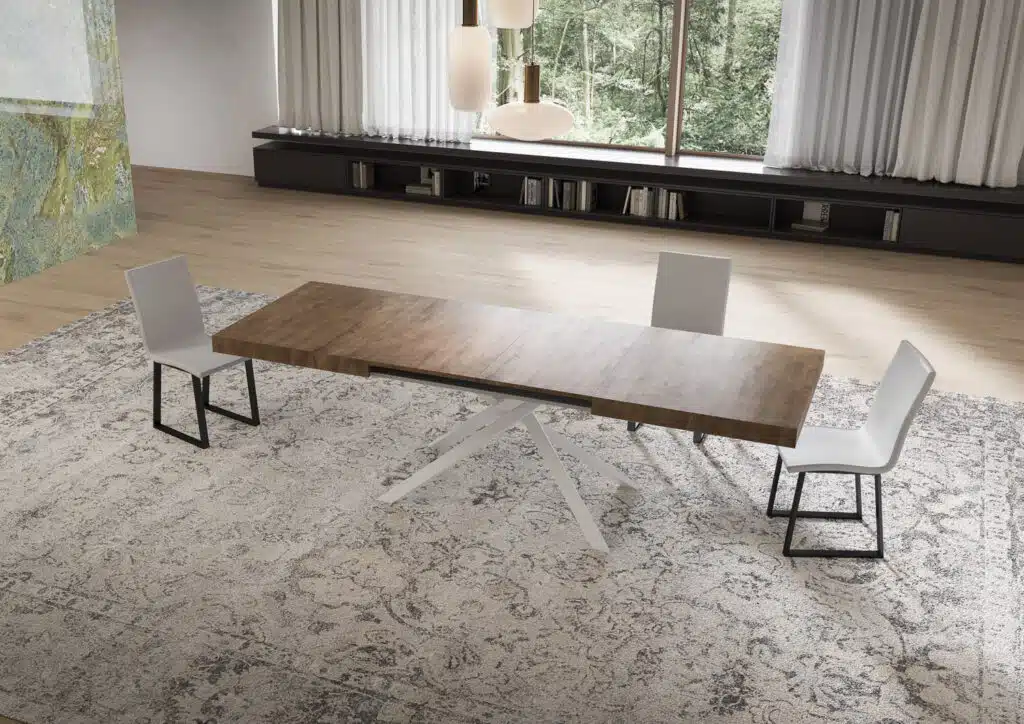 Tavolo allungabile 160/420x90 cm Niket noce gambe bianche - foto 3