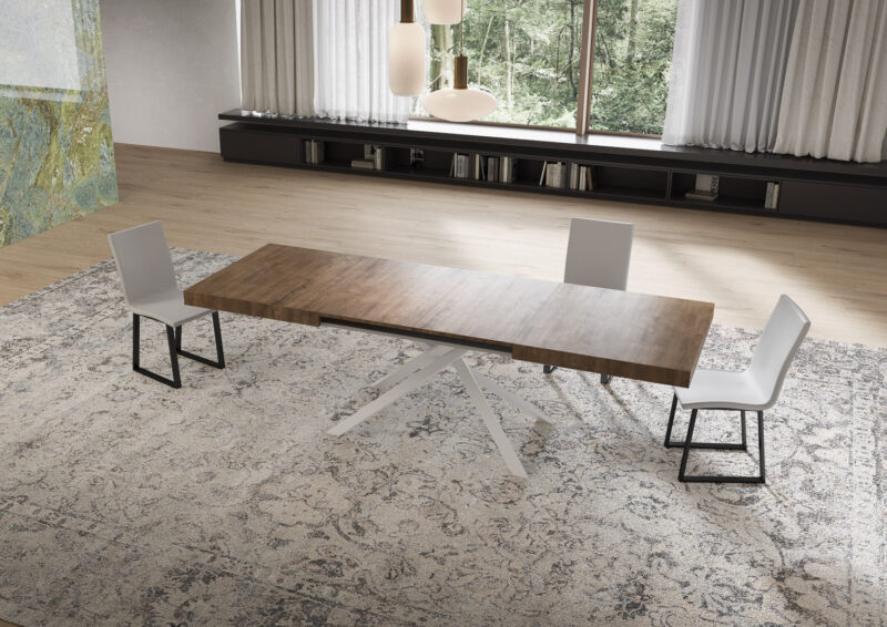 Tavolo allungabile 160/264x90 cm Niket noce gambe bianche - immagine 3