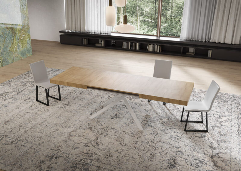 Tavolo allungabile 160/264x90 cm Niket quercia natura gambe bianche - immagine 3