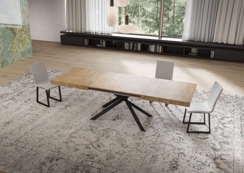 Tavolo allungabile 160/244x80 cm Niket quercia natura gambe antracite - immagine 3