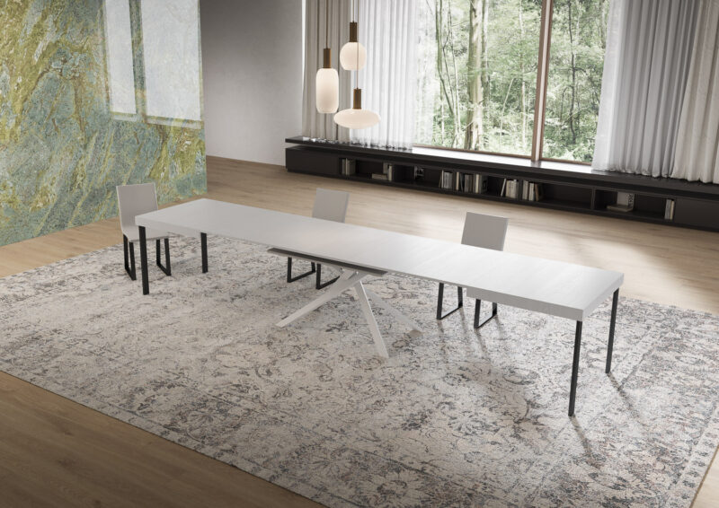 Tavolo allungabile 160/420x90 cm Niket bianco frassino gambe bianche - immagine 4