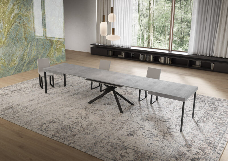 Tavolo allungabile 160/420x90 cm Niket cemento gambe antracite - immagine 4
