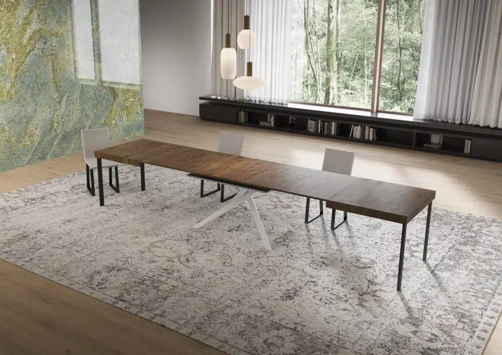 Tavolo allungabile 160/420x90 cm Niket noce gambe bianche - foto 4