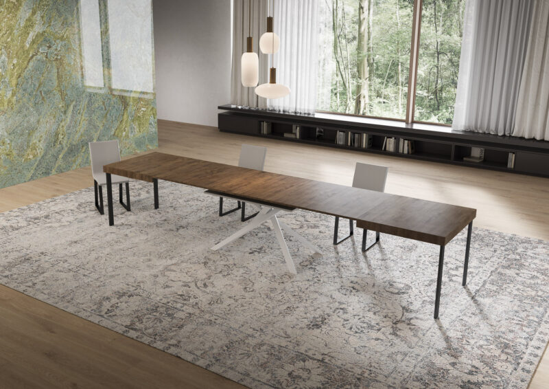 Tavolo allungabile 160/420x90 cm Niket noce gambe bianche - immagine 4