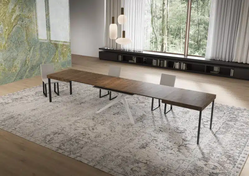 Tavolo allungabile 160/420x90 cm Niket noce gambe bianche - foto 4