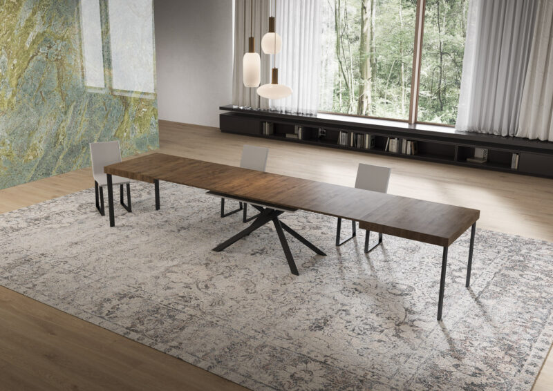 Tavolo allungabile 160/420x90 cm Niket noce gambe antracite - immagine 4