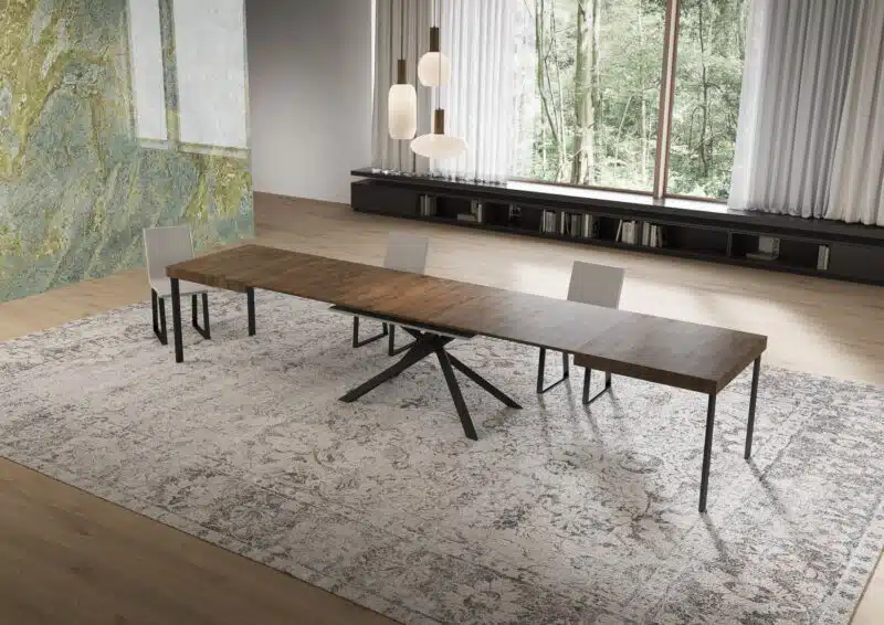 Tavolo allungabile 160/420x90 cm Niket noce gambe antracite - foto 4