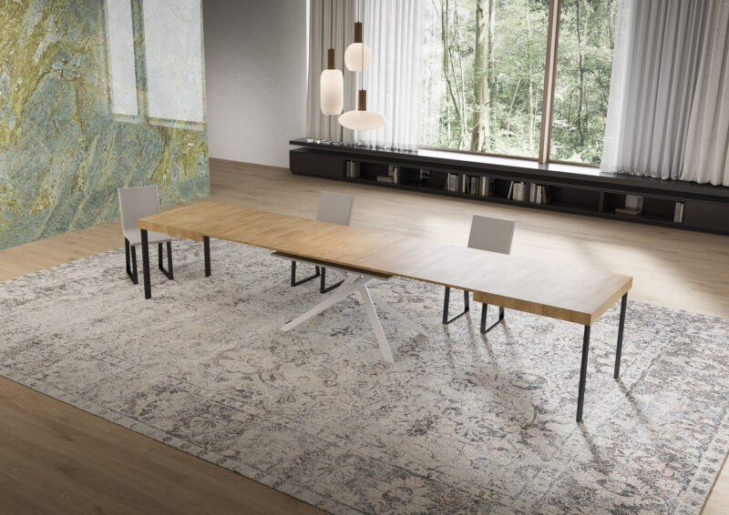 Tavolo allungabile 160/420x90 cm Niket quercia natura gambe bianche - immagine 4