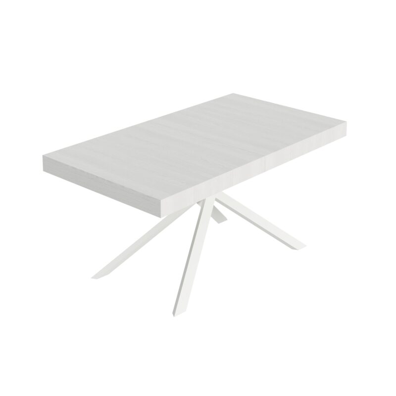 Tavolo allungabile 160/264x90 cm Niket bianco frassino gambe bianche