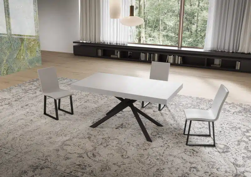 Tavolo allungabile 160/264x90 cm Niket bianco frassino gambe antracite - foto 2