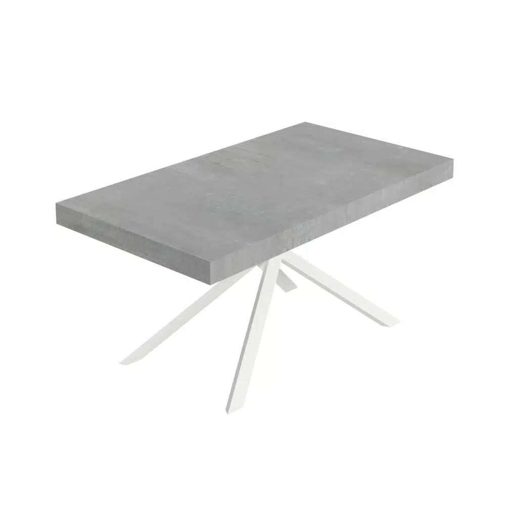 Tavolo allungabile 160/420x90 cm Niket cemento gambe bianche - foto 1