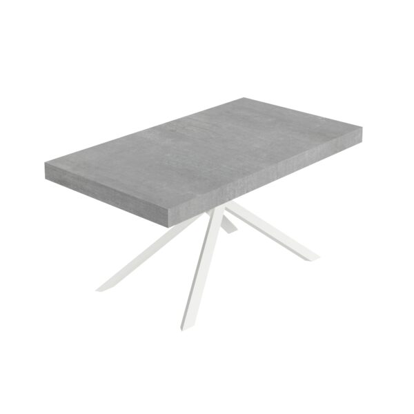 Tavolo allungabile 160/264x90 cm Niket cemento gambe bianche