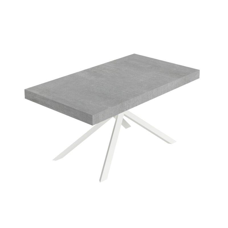 Tavolo allungabile 160/264x90 cm Niket cemento gambe bianche