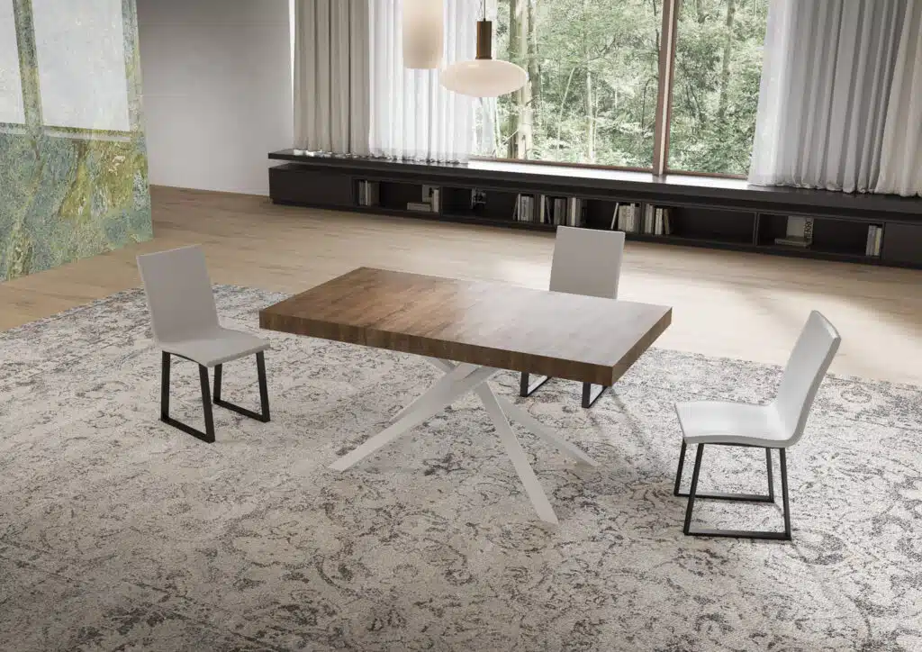 Tavolo allungabile 160/420x90 cm Niket noce gambe bianche - foto 2