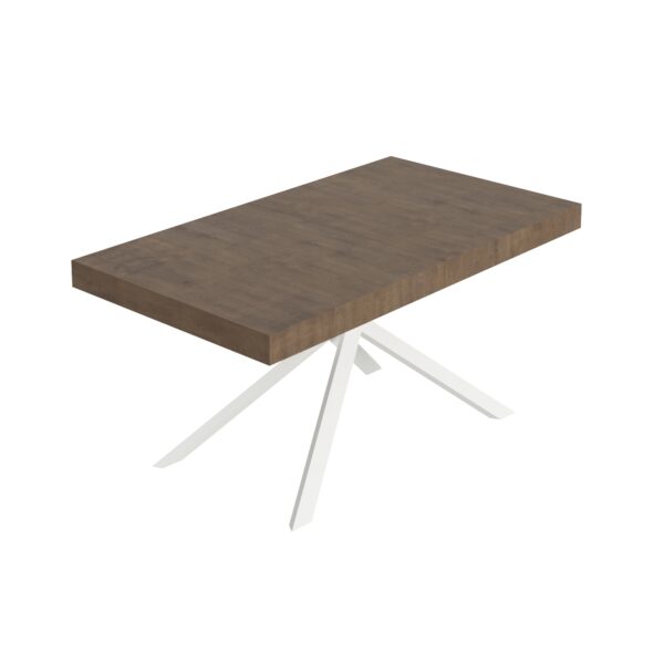 Tavolo allungabile 160/264x90 cm Niket noce gambe bianche