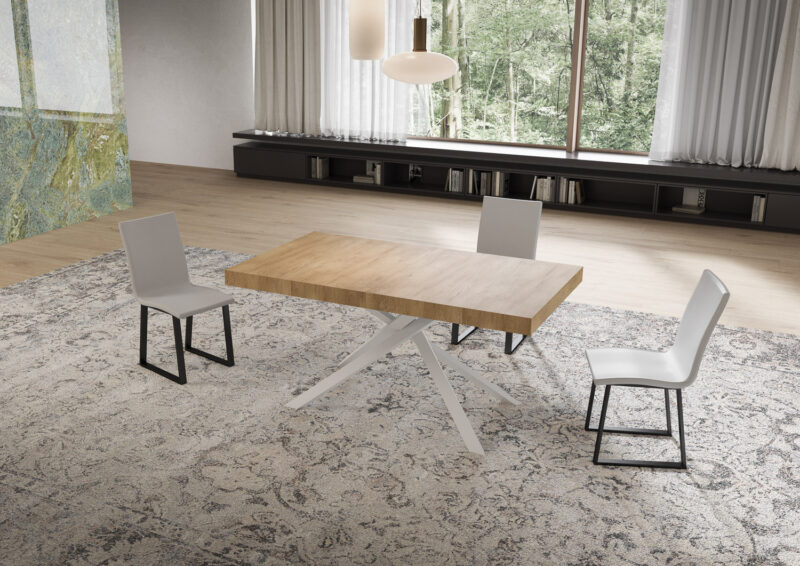 Tavolo allungabile 160/264x90 cm Niket quercia natura gambe bianche - immagine 2