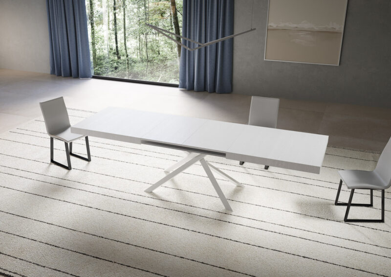 Tavolo allungabile 180/284x90 cm Niket bianco frassino gambe bianche - immagine 3