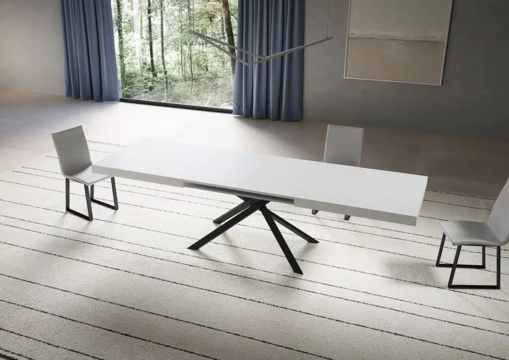Tavolo allungabile 180/440x90 cm Niket bianco frassino gambe antracite - foto 3