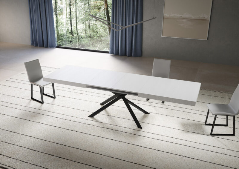 Tavolo allungabile 180/284x90 cm Niket bianco frassino gambe antracite - immagine 3