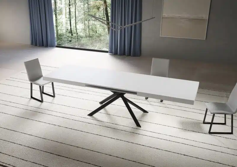 Tavolo allungabile 180/440x90 cm Niket bianco frassino gambe antracite - foto 3