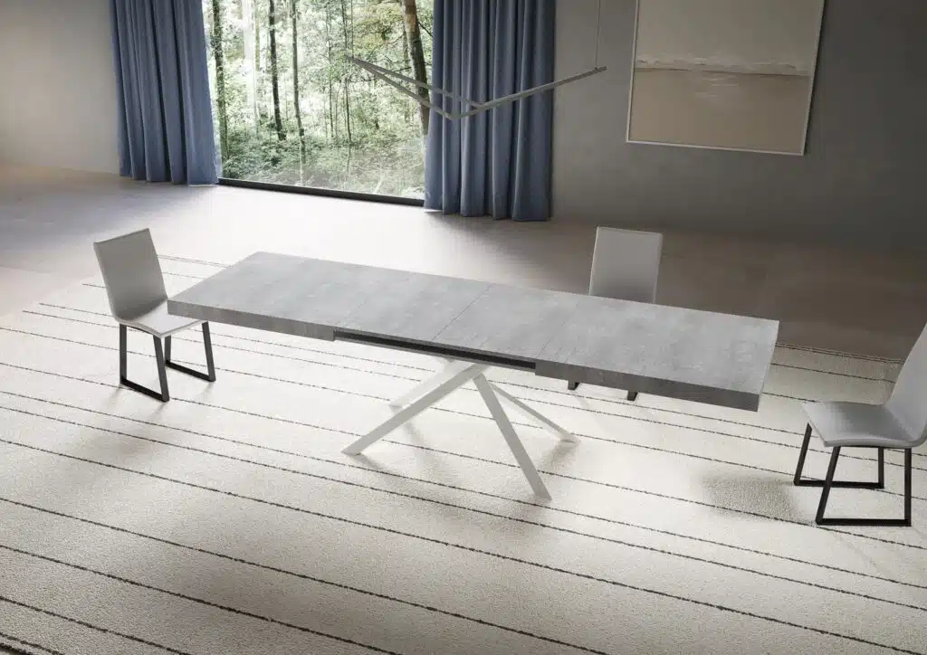 Tavolo allungabile 180/440x90 cm Niket cemento gambe bianche - foto 3