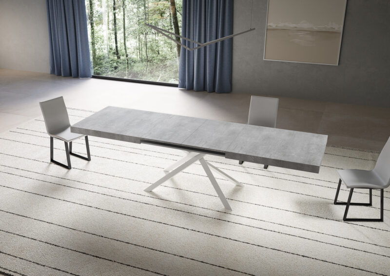 Tavolo allungabile 180/284x90 cm Niket cemento gambe bianche - immagine 3