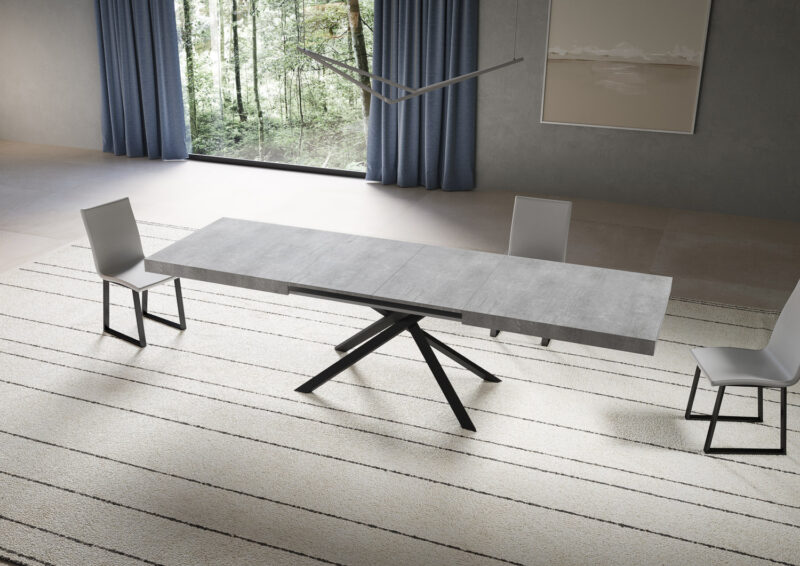 Tavolo allungabile 180/284x90 cm Niket cemento gambe antracite - immagine 3