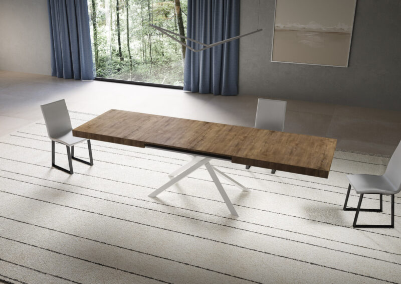 Tavolo allungabile 180/284x90 cm Niket noce gambe bianche - immagine 3