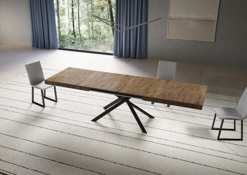 Tavolo allungabile 180/284x90 cm Niket noce gambe antracite - immagine 3