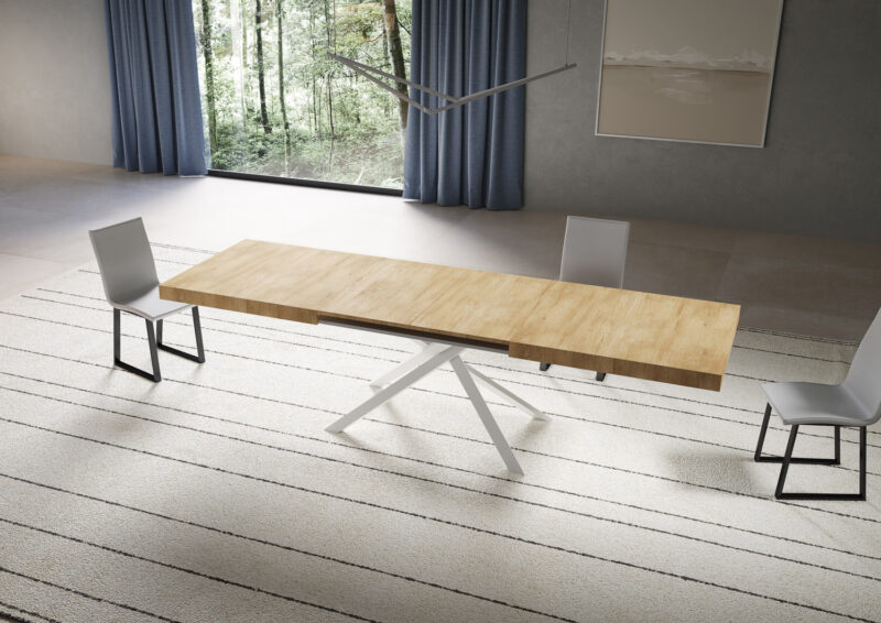 Tavolo allungabile 180/284x90 cm Niket quercia natura gambe bianche - immagine 3