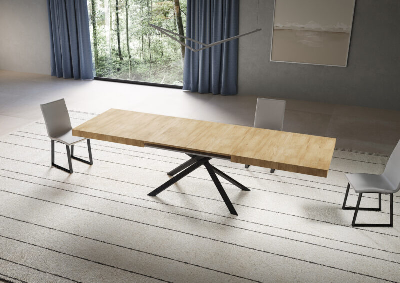 Tavolo allungabile 180/284x90 cm Niket quercia natura gambe antracite - immagine 3