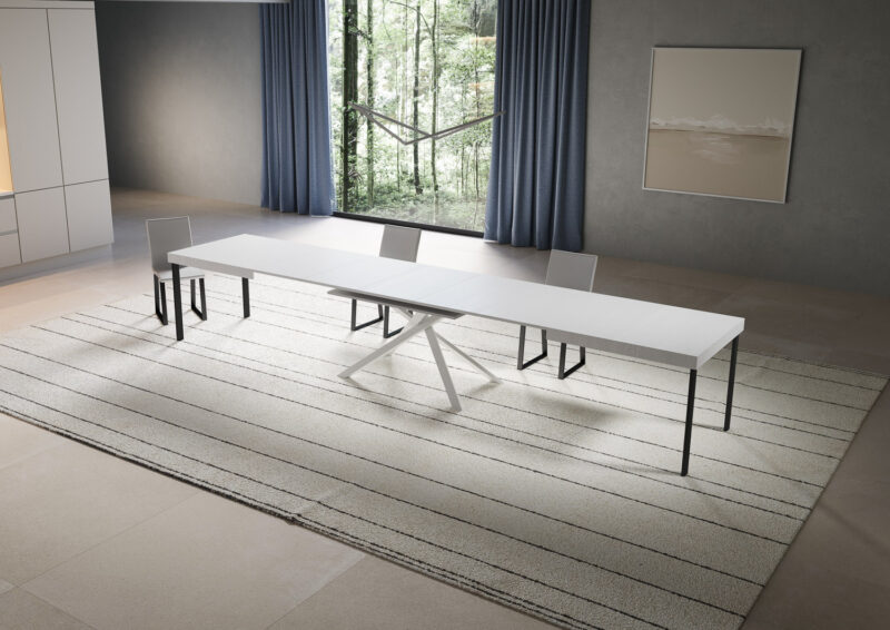 Tavolo allungabile 200/460x90 cm Niket bianco frassino gambe bianche - immagine 4