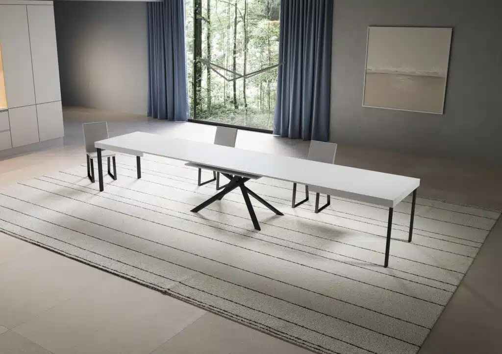 Tavolo allungabile 180/440x90 cm Niket bianco frassino gambe antracite - foto 4