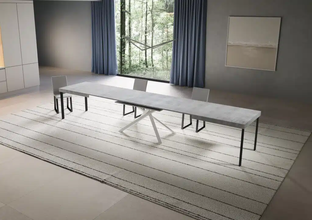 Tavolo allungabile 180/440x90 cm Niket cemento gambe bianche - foto 4