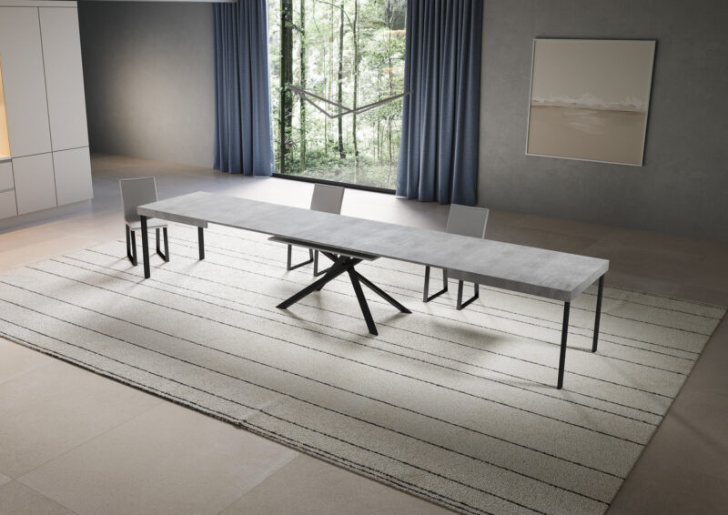 Tavolo allungabile 200/460x90 cm Niket cemento gambe antracite - immagine 4