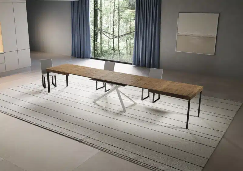 Tavolo allungabile 200/460x90 cm Niket noce gambe bianche - foto 4
