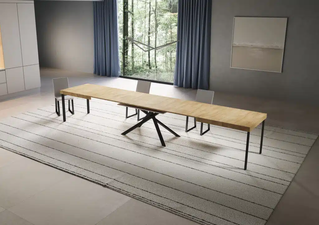 Tavolo allungabile 180/440x90 cm Niket quercia natura gambe antracite - foto 4