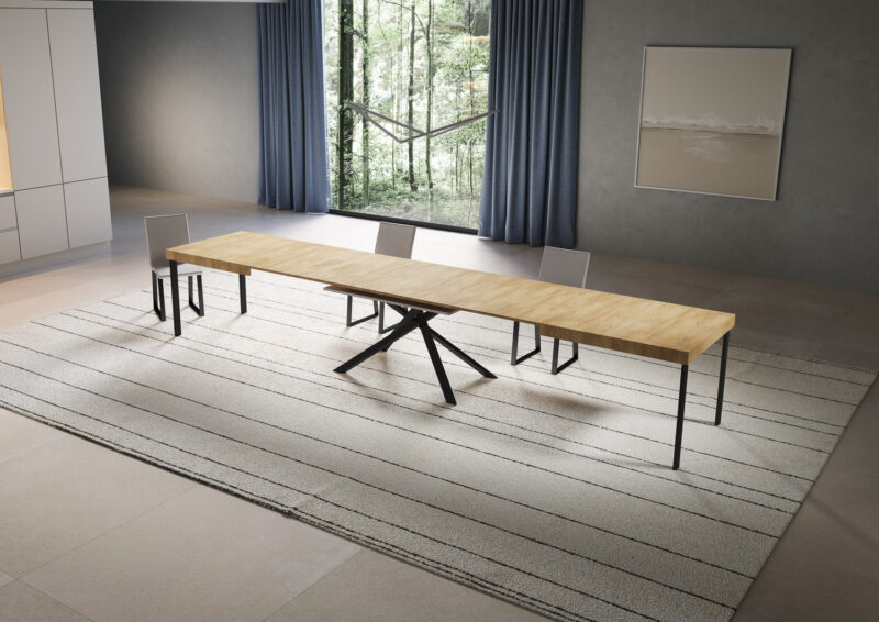 Tavolo allungabile 200/460x90 cm Niket quercia natura gambe antracite - immagine 4