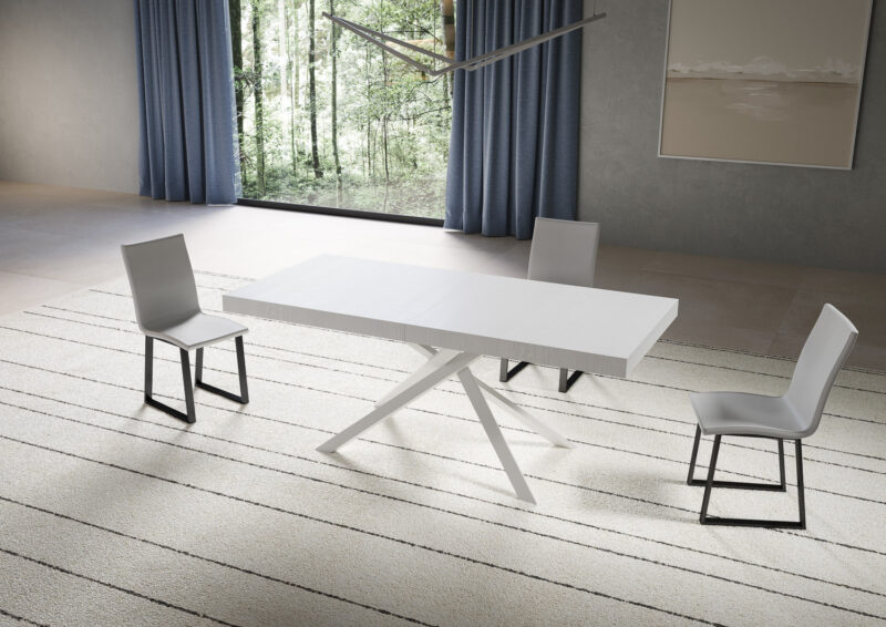 Tavolo allungabile 180/284x90 cm Niket bianco frassino gambe bianche - immagine 2