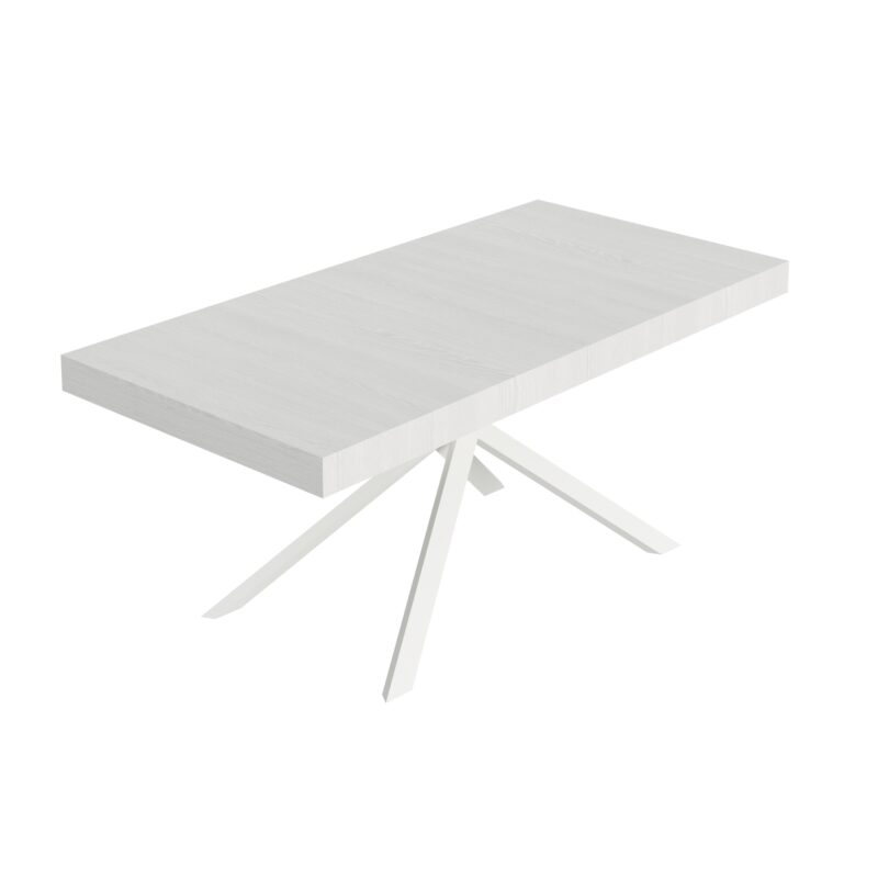 Tavolo allungabile 180/284x90 cm Niket bianco frassino gambe bianche