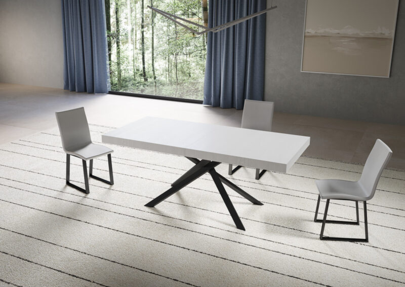 Tavolo allungabile 180/284x90 cm Niket bianco frassino gambe antracite - immagine 2