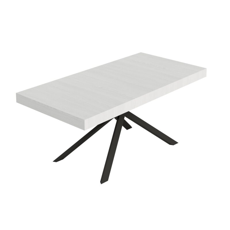 Tavolo allungabile 180/284x90 cm Niket bianco frassino gambe antracite