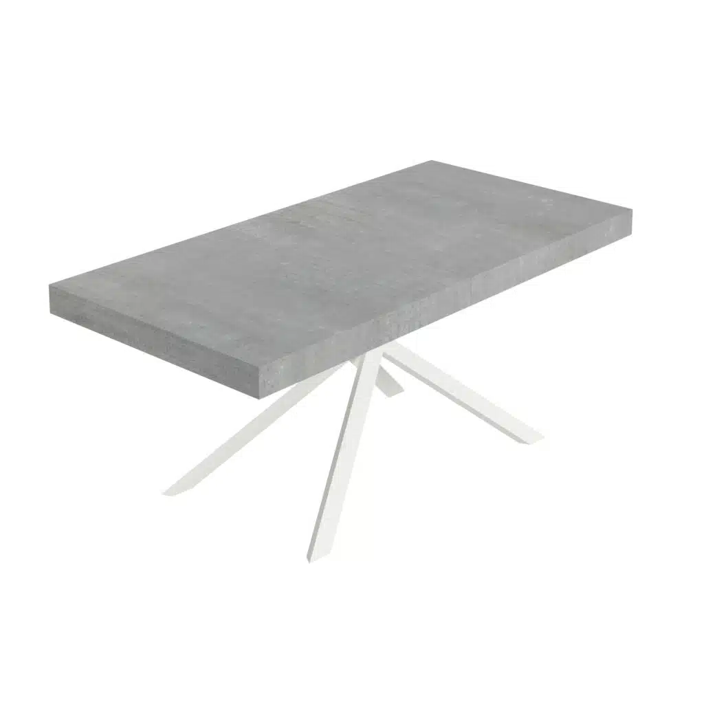 Tavolo allungabile 180/440x90 cm Niket cemento gambe bianche - foto 1