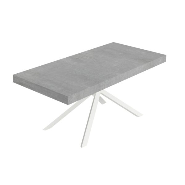 Tavolo allungabile 180/284x90 cm Niket cemento gambe bianche