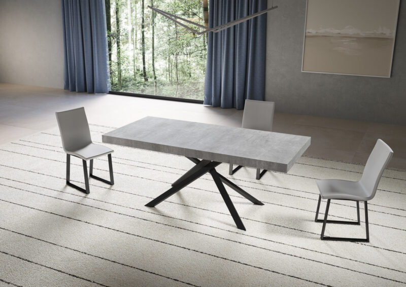Tavolo allungabile 180/284x90 cm Niket cemento gambe antracite - immagine 2