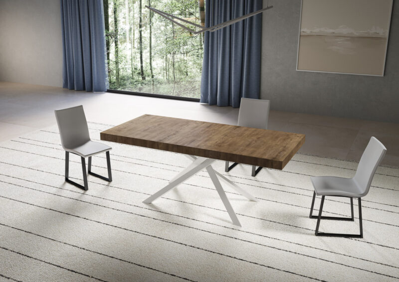Tavolo allungabile 180/284x90 cm Niket noce gambe bianche - immagine 2