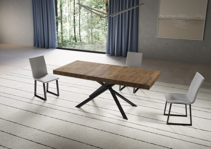 Tavolo allungabile 180/284x90 cm Niket noce gambe antracite - immagine 2