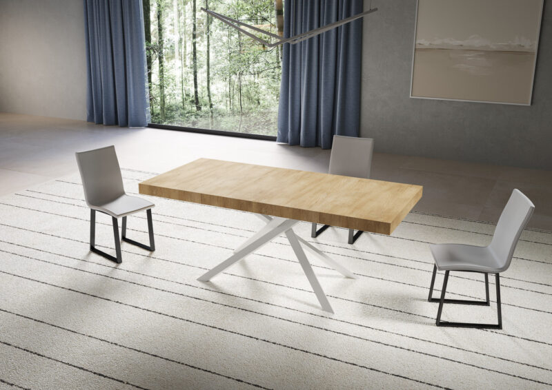 Tavolo allungabile 180/284x90 cm Niket quercia natura gambe bianche - immagine 2