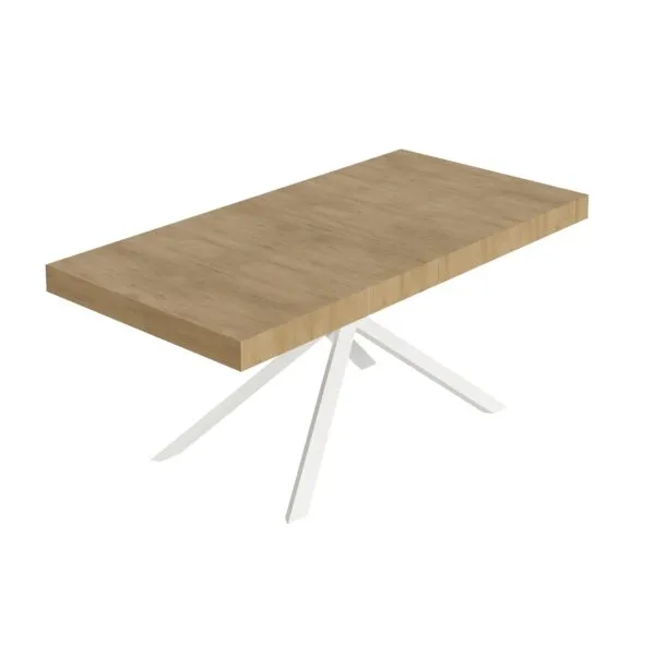 Tavolo allungabile 200/460x90 cm Niket quercia natura gambe bianche
