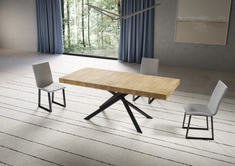 Tavolo allungabile 180/284x90 cm Niket quercia natura gambe antracite - immagine 2
